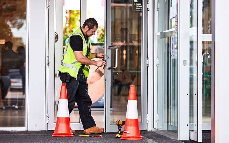 fixing front door of centre